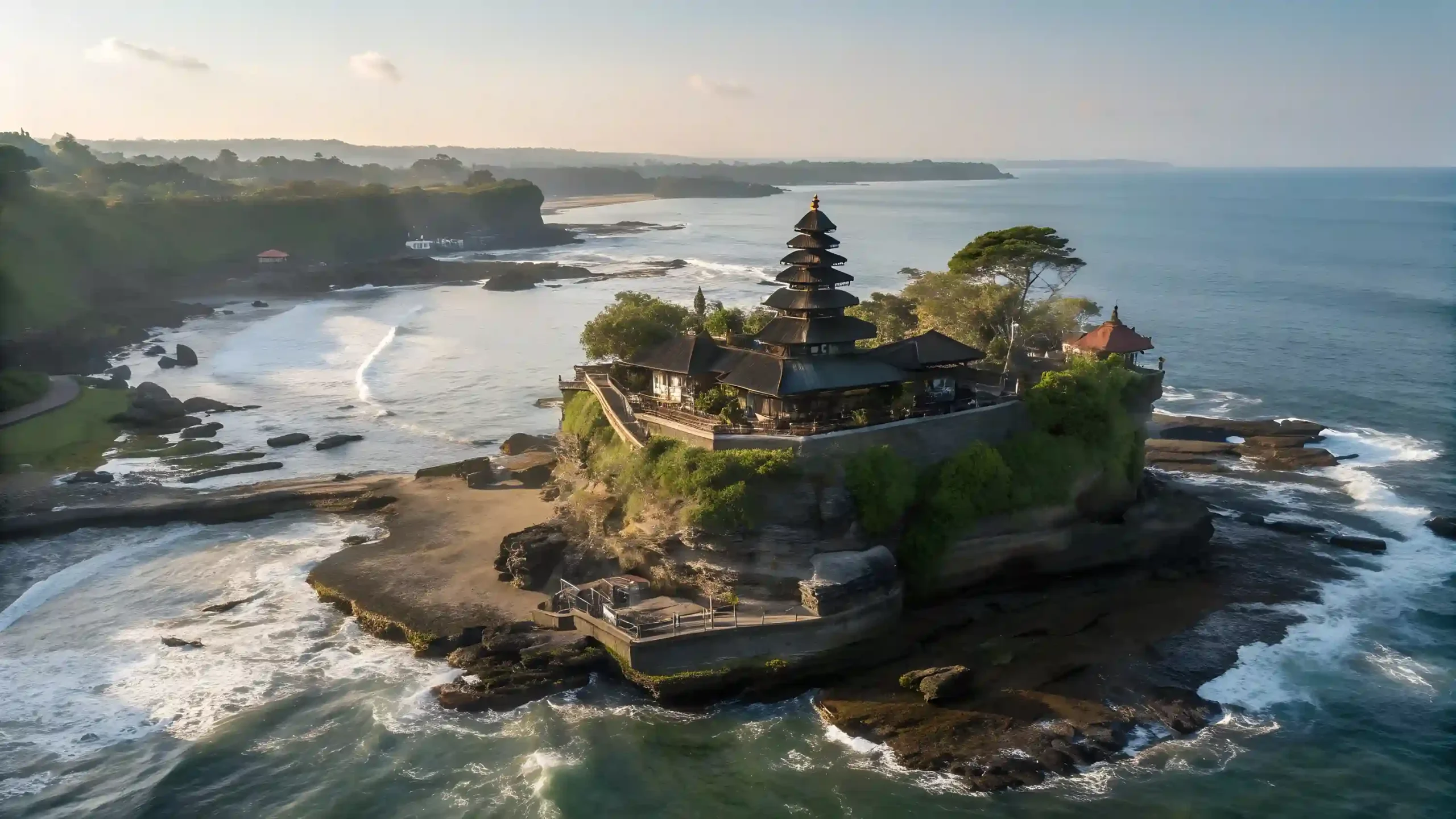 Tanah Lot sea temple at sunset